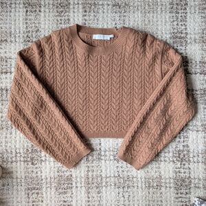 ASTR The Label Cable Knit Cropped Sweater - Brown